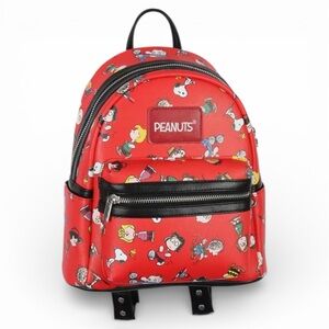 Peanuts Gang Red Faux Leather Backpack NWT Bioworld Peanuts MINI Backpack Charlie Brown Snoopy NWT | eBay main image 3